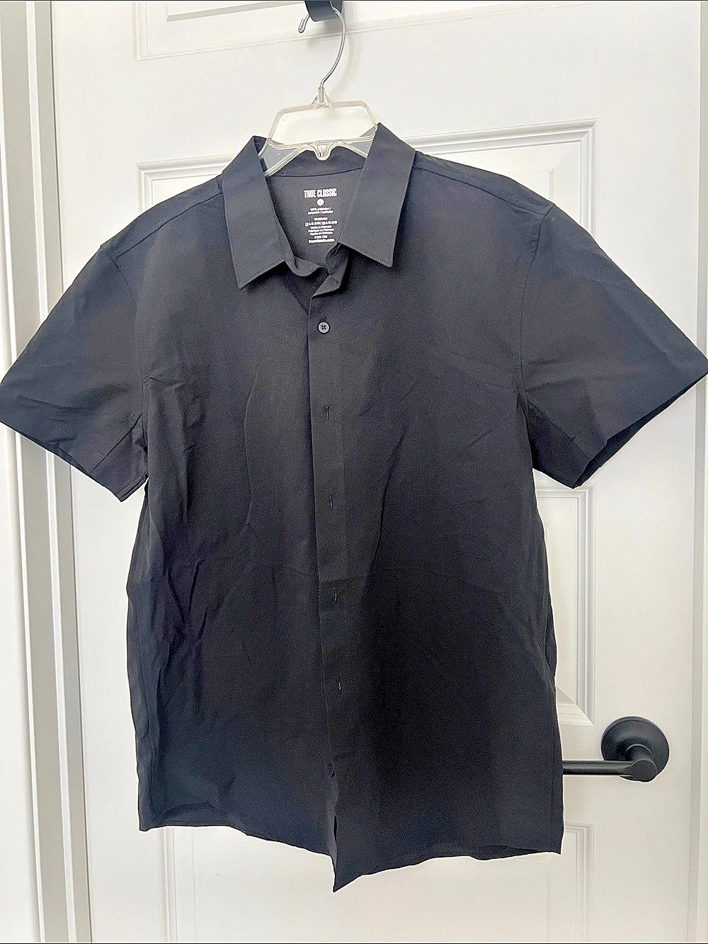 True Classic Short Sleeve Performance Dress Shirt Men's Black Size Large